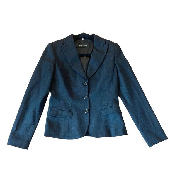 Elie Tahari 100% merino wool charcoal three button blazer 6 - Picture 1 of 11